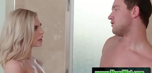  Van Wylde & Kasey Miller - Blonde masseuse blowjob her client in shower